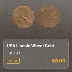 1957-D Lincoln Wheat Cent Coin